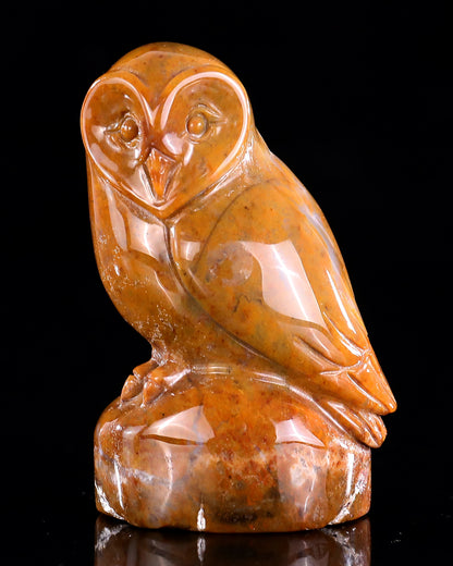 3.0" Chalcedony Hand Carved Crystal Owl Sculpture