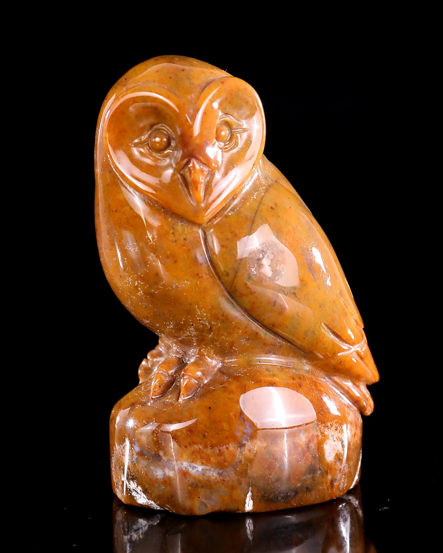 3.0" Chalcedony Hand Carved Crystal Owl Sculpture