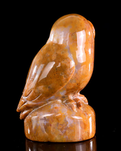 3.0" Chalcedony Hand Carved Crystal Owl Sculpture