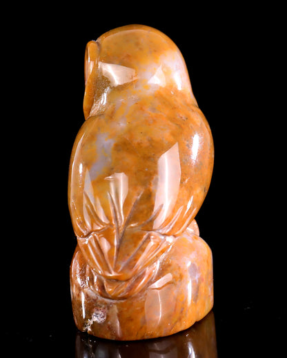 3.0" Chalcedony Hand Carved Crystal Owl Sculpture