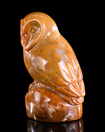 3.0" Chalcedony Hand Carved Crystal Owl Sculpture