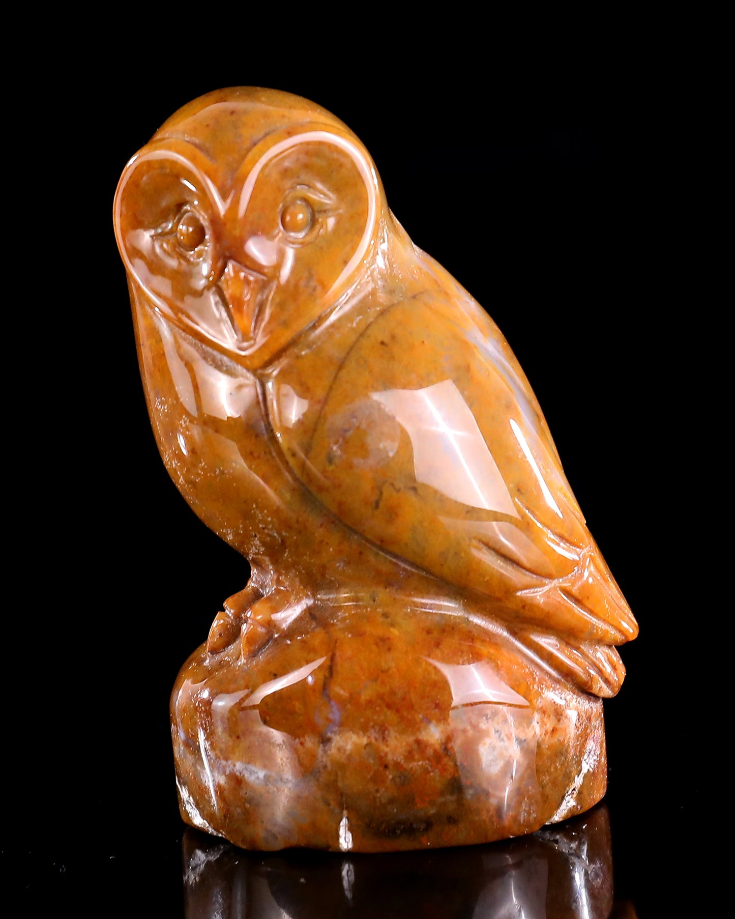 3.0" Chalcedony Hand Carved Crystal Owl Sculpture