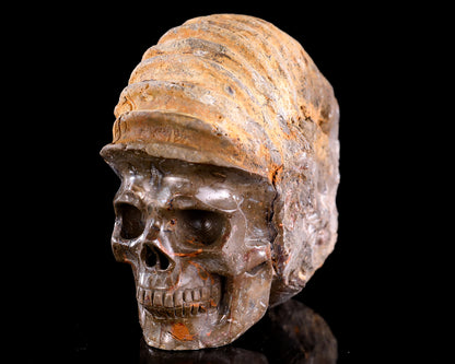 5.2" Foraminifera Fossil Hand Carved Crystal Skull Sculpture