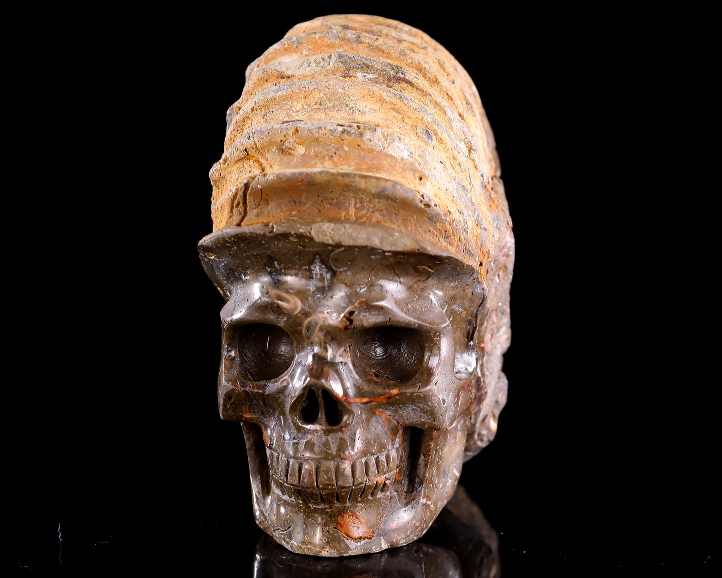 5.2" Foraminifera Fossil Hand Carved Crystal Skull Sculpture