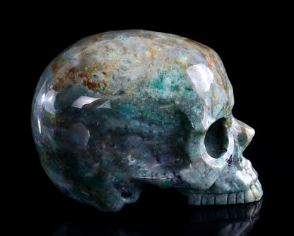 4.0" Green Chalcedony Hand Carved Crystal Realistic Skull Sculpture