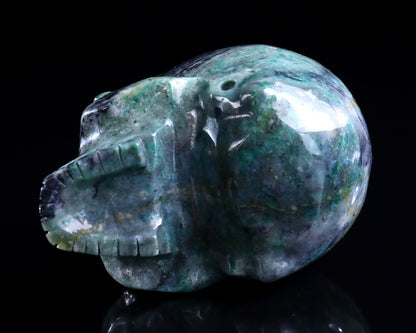 4.0" Green Chalcedony Hand Carved Crystal Realistic Skull Sculpture