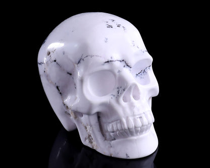 2.2" White Opal Hand Carved Crystal Realistic Skull Sculpture