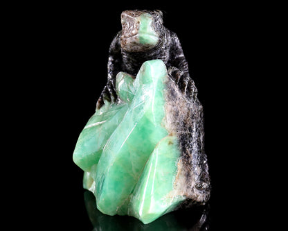 2.8" Natural Emerald Hand Carved Crystal Lizard Sculpture