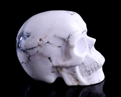 2.2" White Opal Hand Carved Crystal Realistic Skull Sculpture