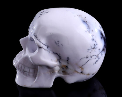 2.2" White Opal Hand Carved Crystal Realistic Skull Sculpture