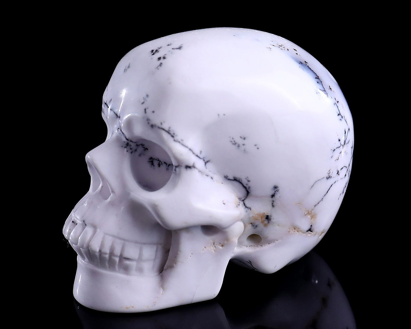 2.2" White Opal Hand Carved Crystal Realistic Skull Sculpture