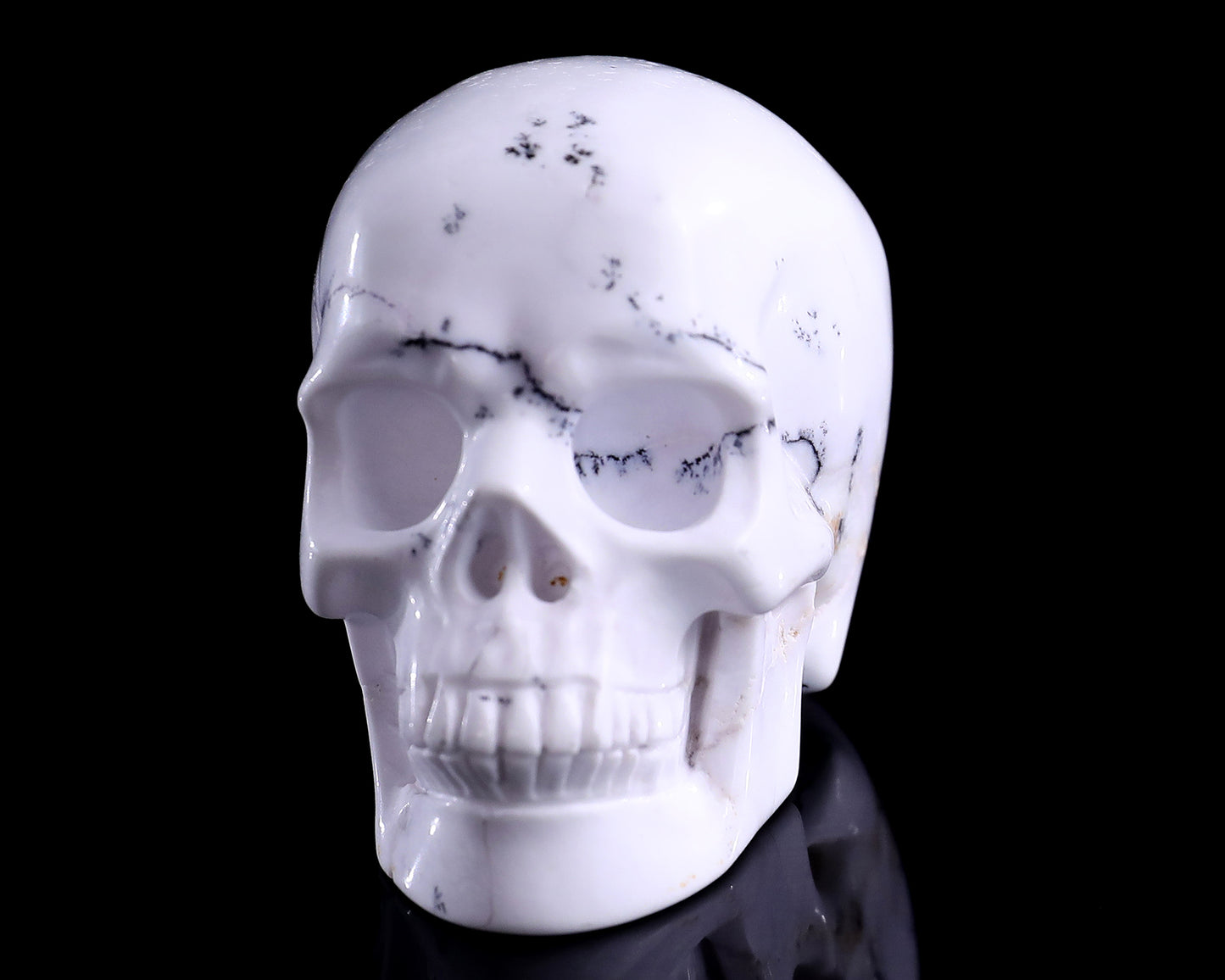 2.2" White Opal Hand Carved Crystal Realistic Skull Sculpture