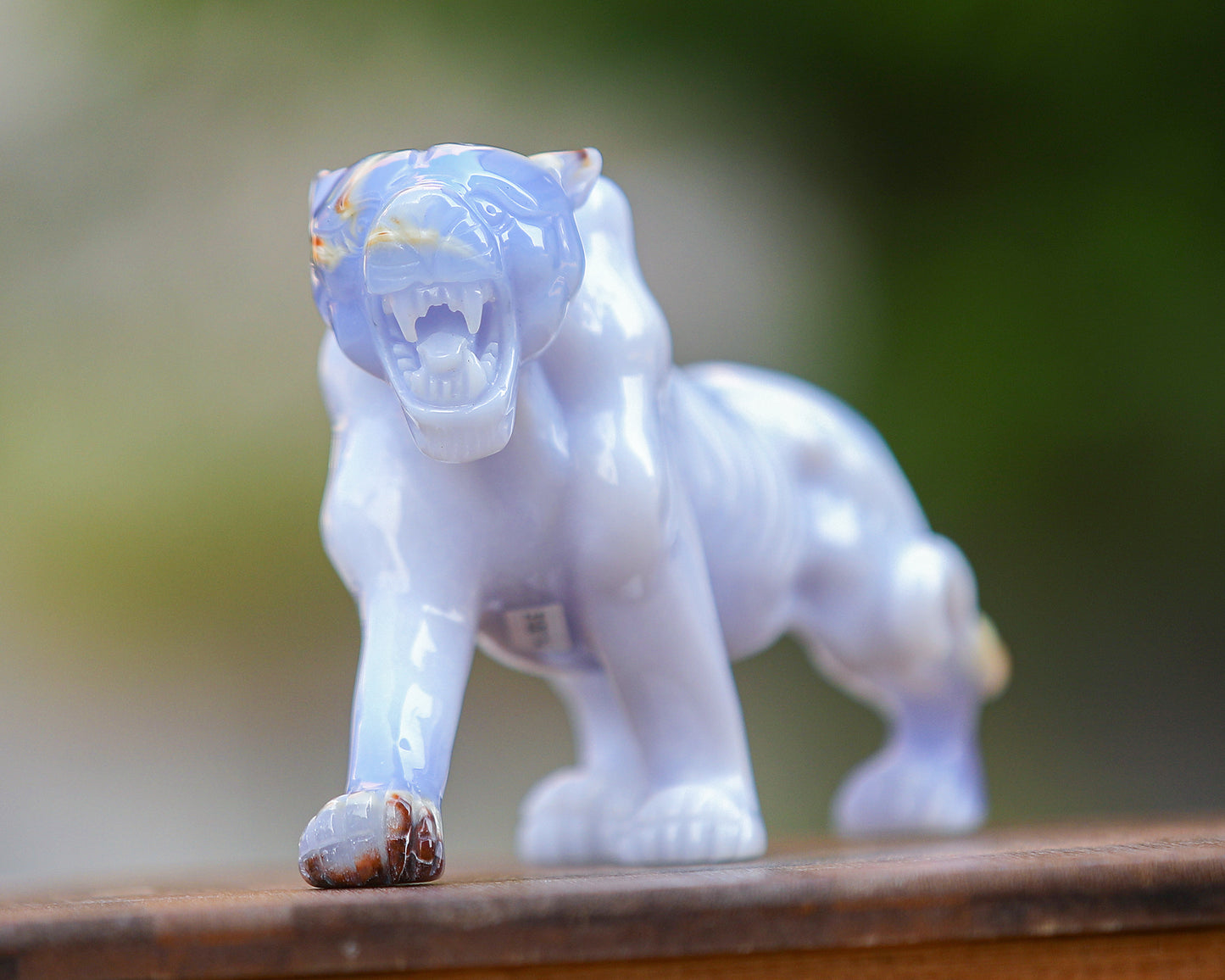 Amazing 9.3" Blue Chalcedony Hand Carved Crystal Leopard Sculpture