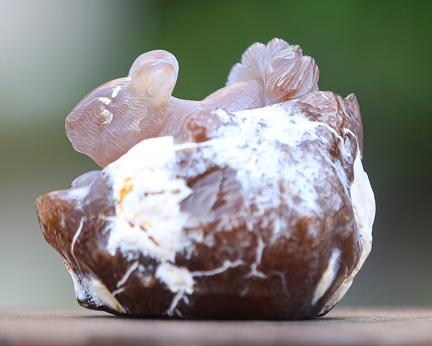 4.7" Chalcedony Hand Carved Crystal Squirrel Sculpture