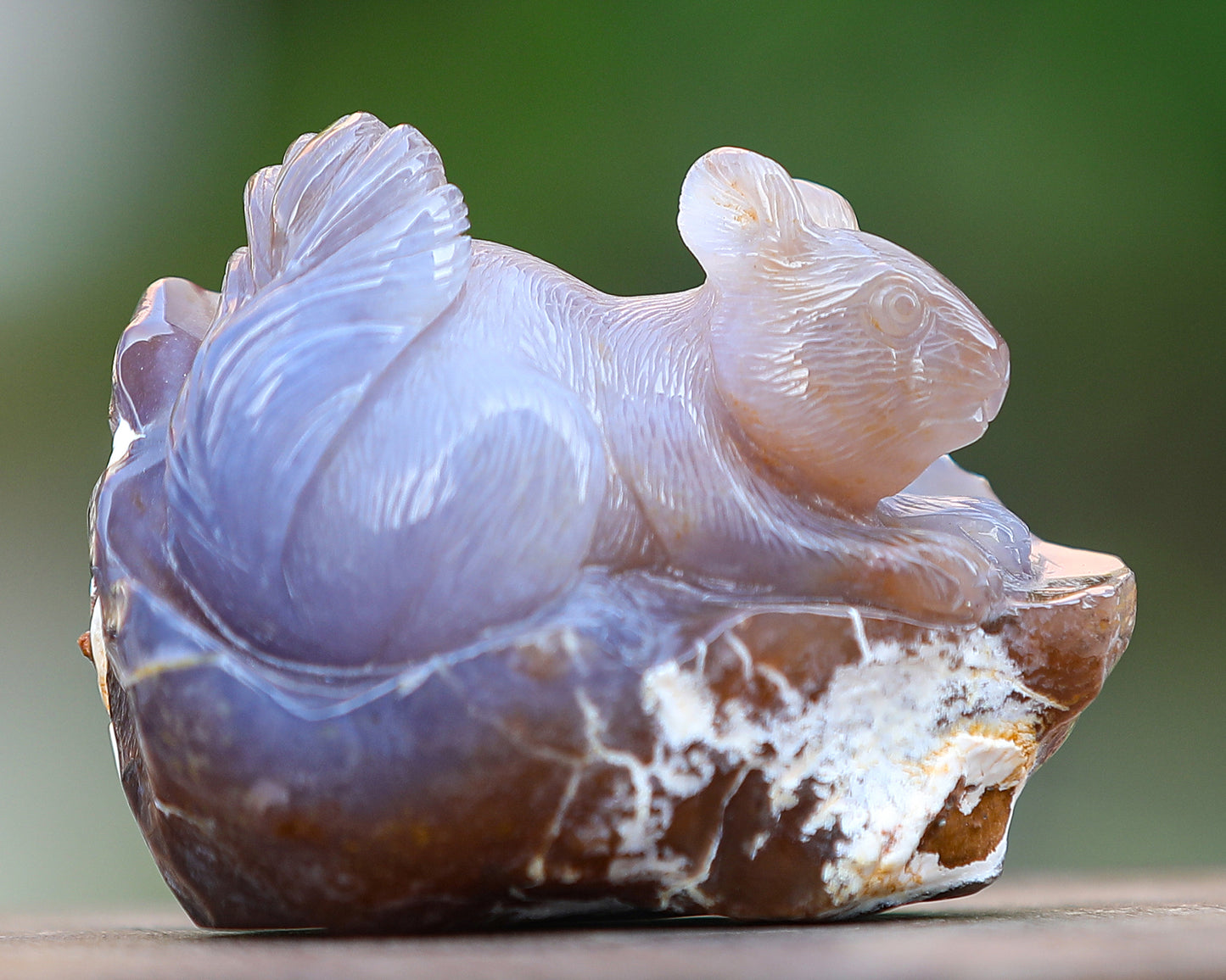 4.7" Chalcedony Hand Carved Crystal Squirrel Sculpture