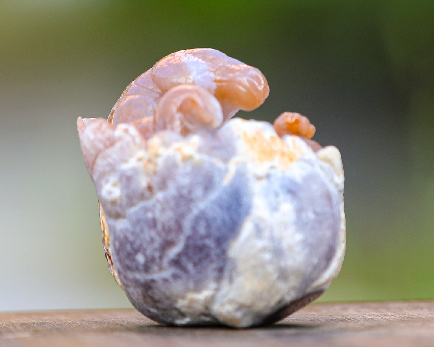 3.9" Chalcedony Hand Carved Crystal Dinosaur Egg Carving,Dinosaur Baby Sculpture