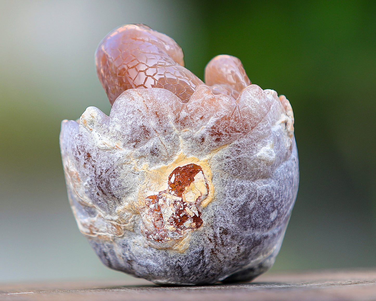 3.9" Chalcedony Hand Carved Crystal Dinosaur Egg Carving,Dinosaur Baby Sculpture