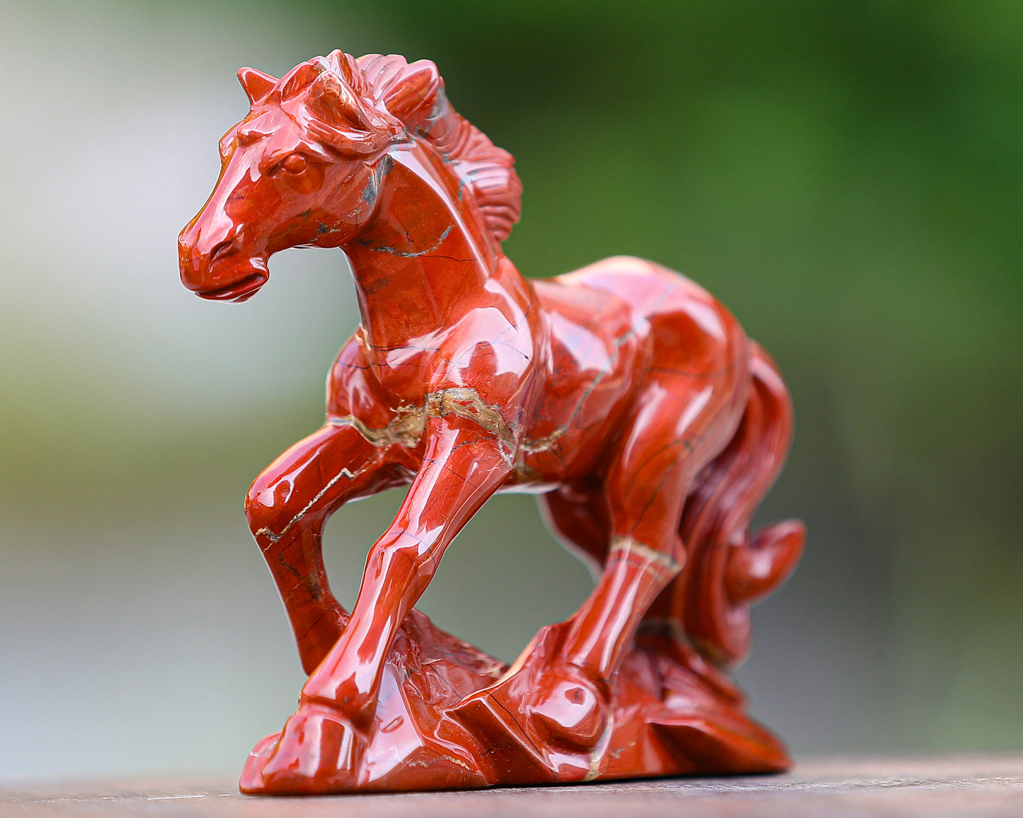 6.3" Red Jasper Hand Carved Crystal Horse Sculpture