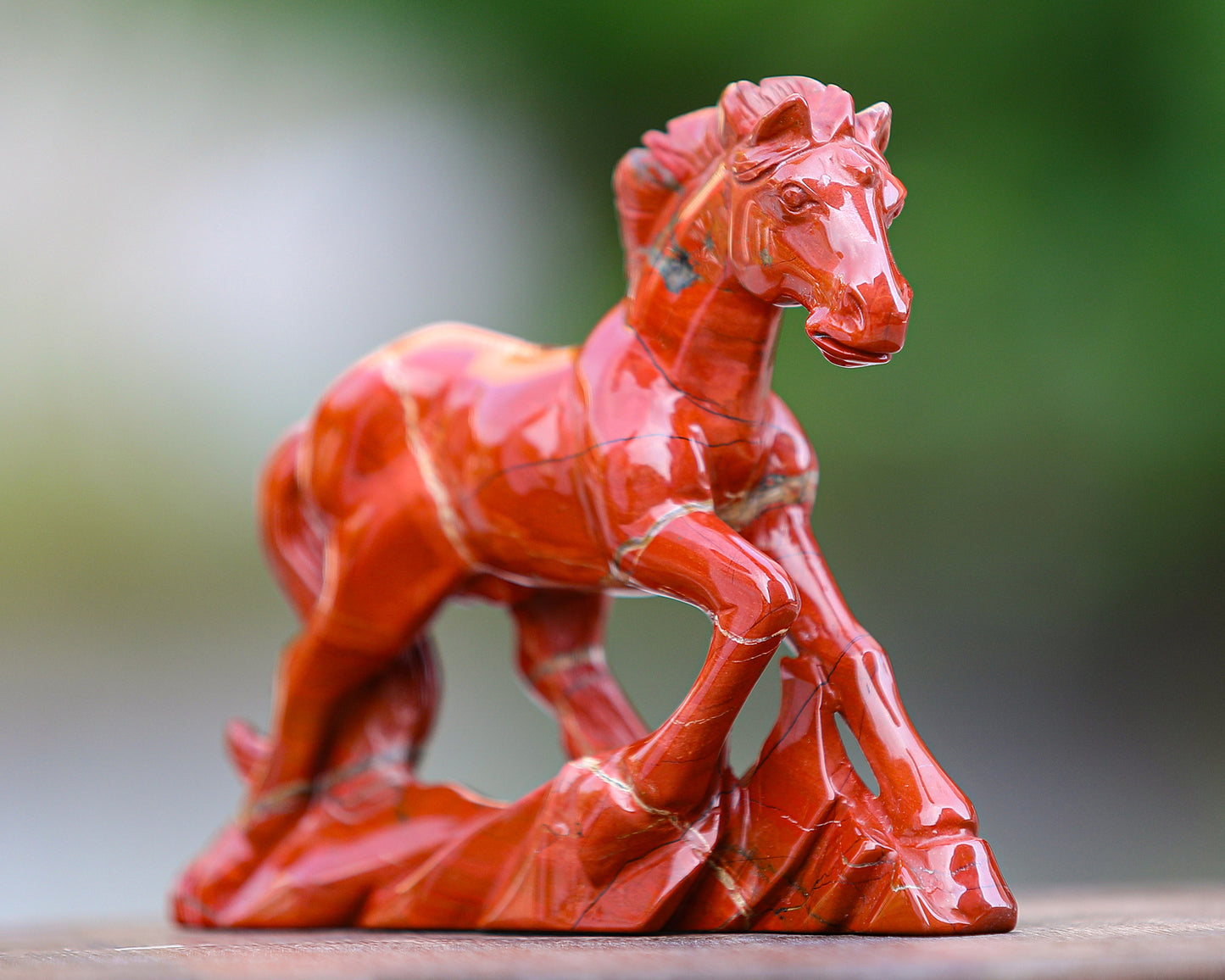 6.3" Red Jasper Hand Carved Crystal Horse Sculpture