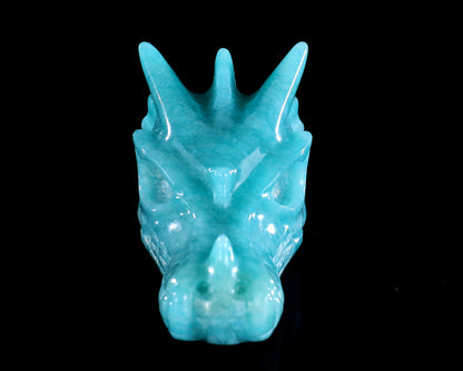 2.4" Amazonite Hand Carved Crystal Dragon Skull Sculpture