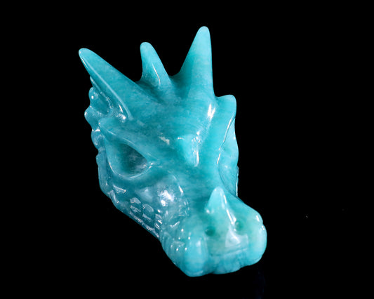 2.4" Amazonite Hand Carved Crystal Dragon Skull Sculpture