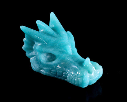 2.4" Amazonite Hand Carved Crystal Dragon Skull Sculpture