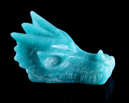 2.4" Amazonite Hand Carved Crystal Dragon Skull Sculpture