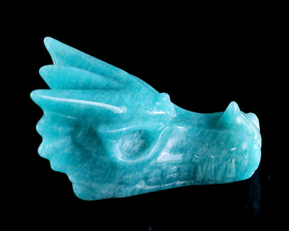 2.4" Amazonite Hand Carved Crystal Dragon Skull Sculpture