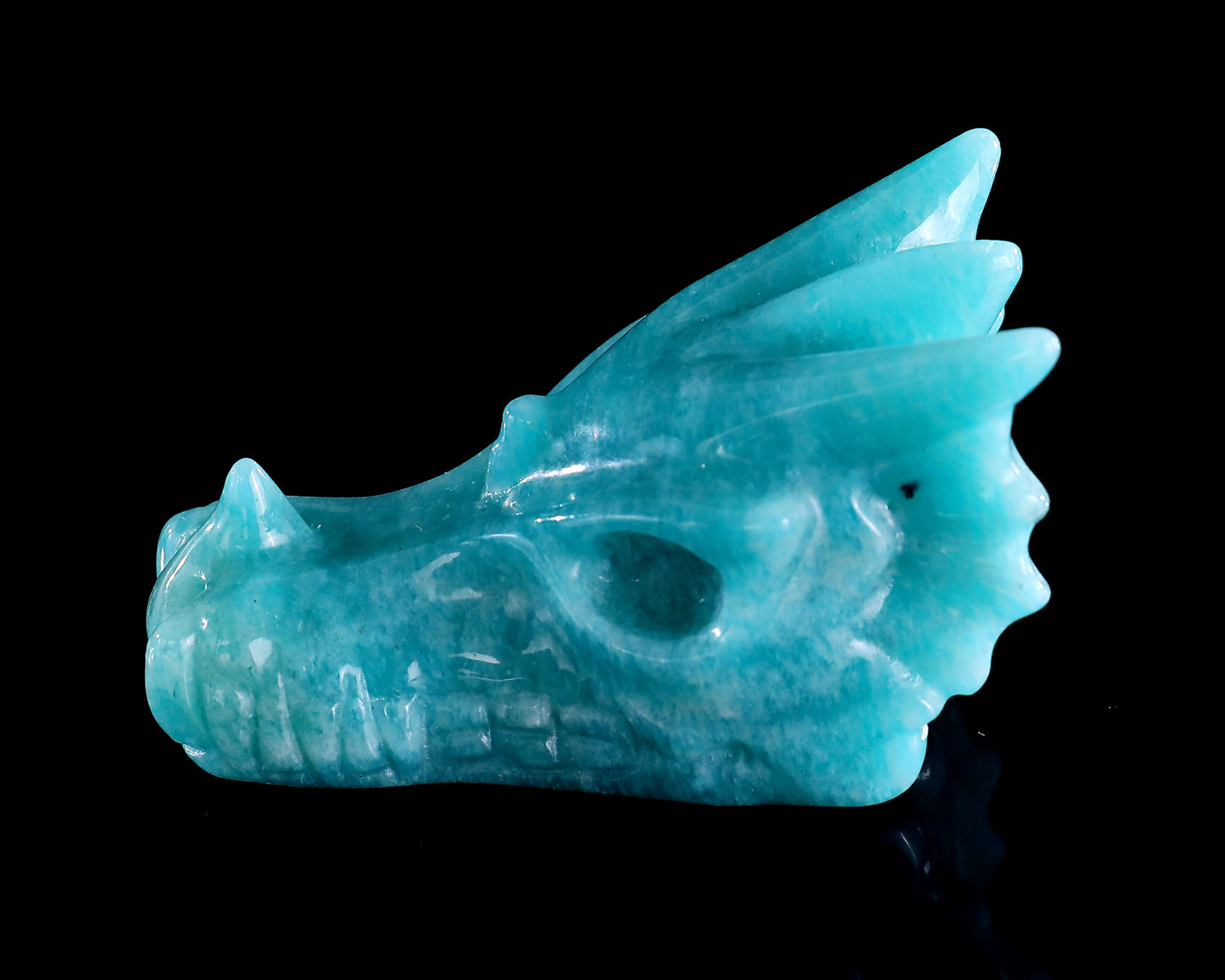 2.4" Amazonite Hand Carved Crystal Dragon Skull Sculpture