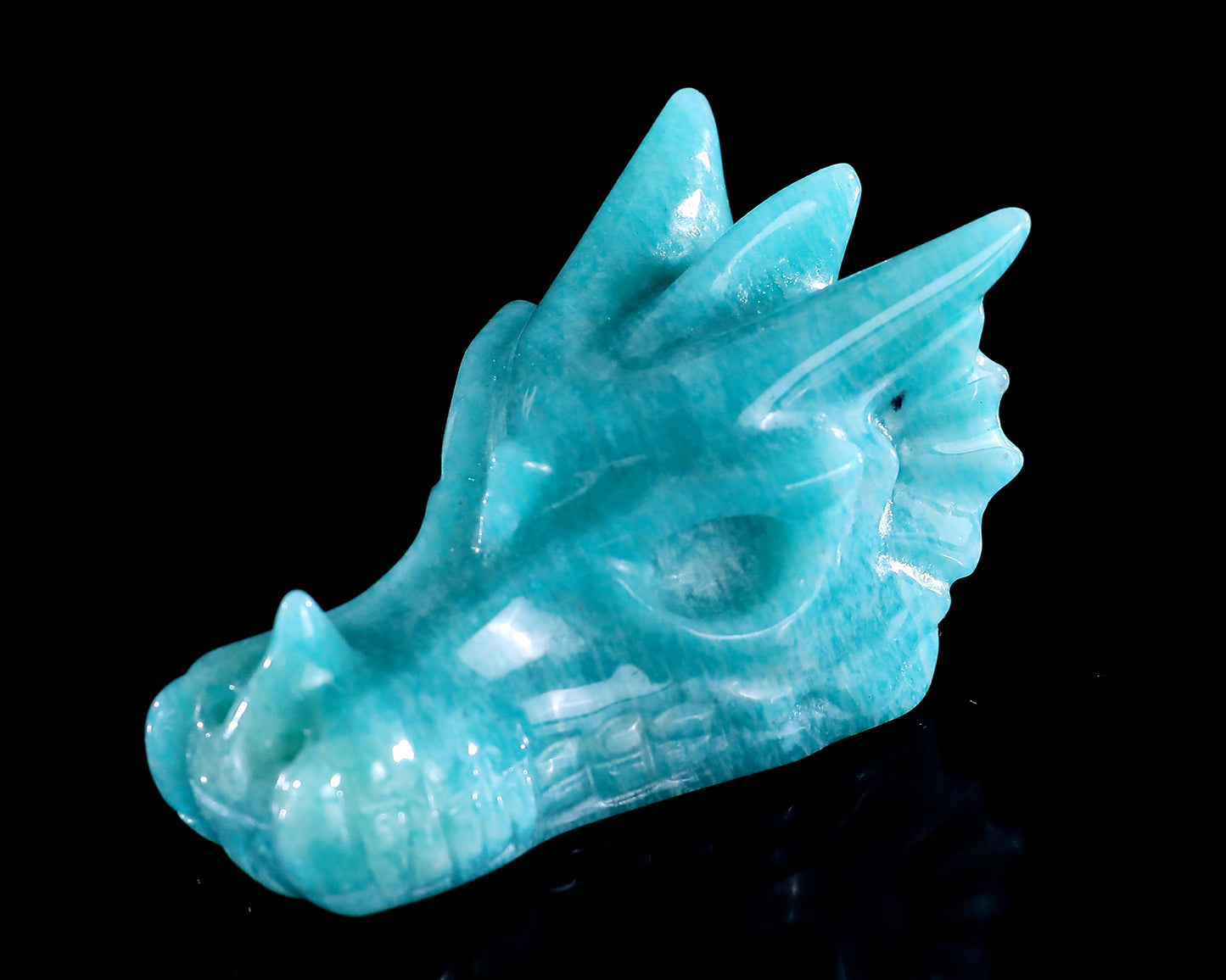 2.4" Amazonite Hand Carved Crystal Dragon Skull Sculpture