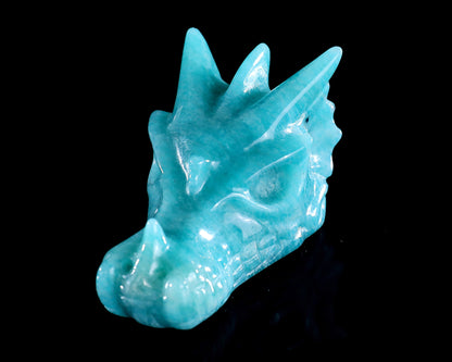 2.4" Amazonite Hand Carved Crystal Dragon Skull Sculpture