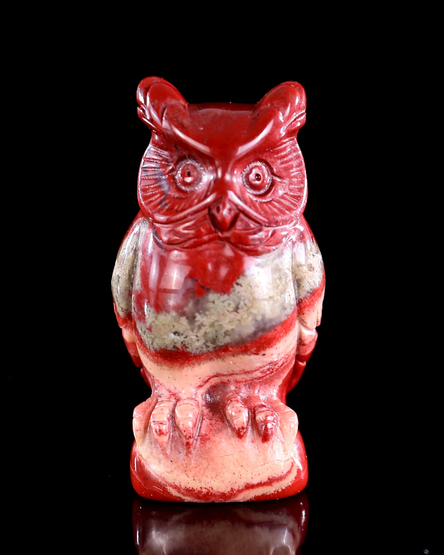 2.0" Red Jasper Hand Carved Crystal Owl Sculpture