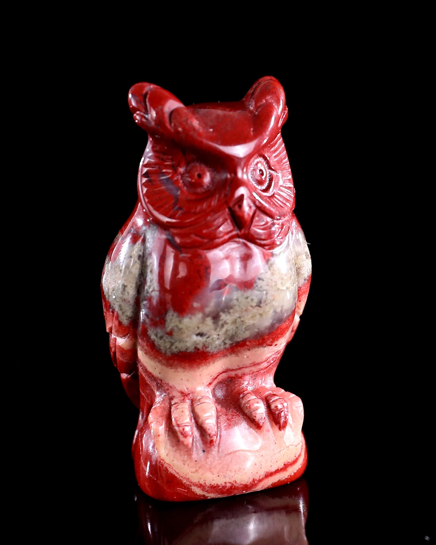 2.0" Red Jasper Hand Carved Crystal Owl Sculpture