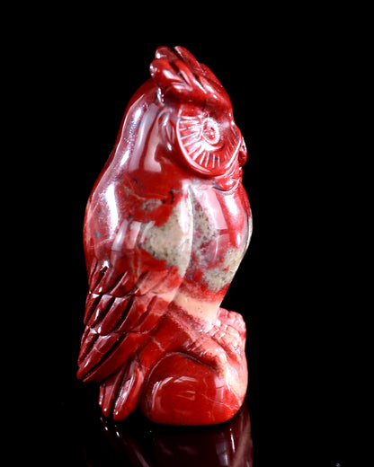 2.0" Red Jasper Hand Carved Crystal Owl Sculpture