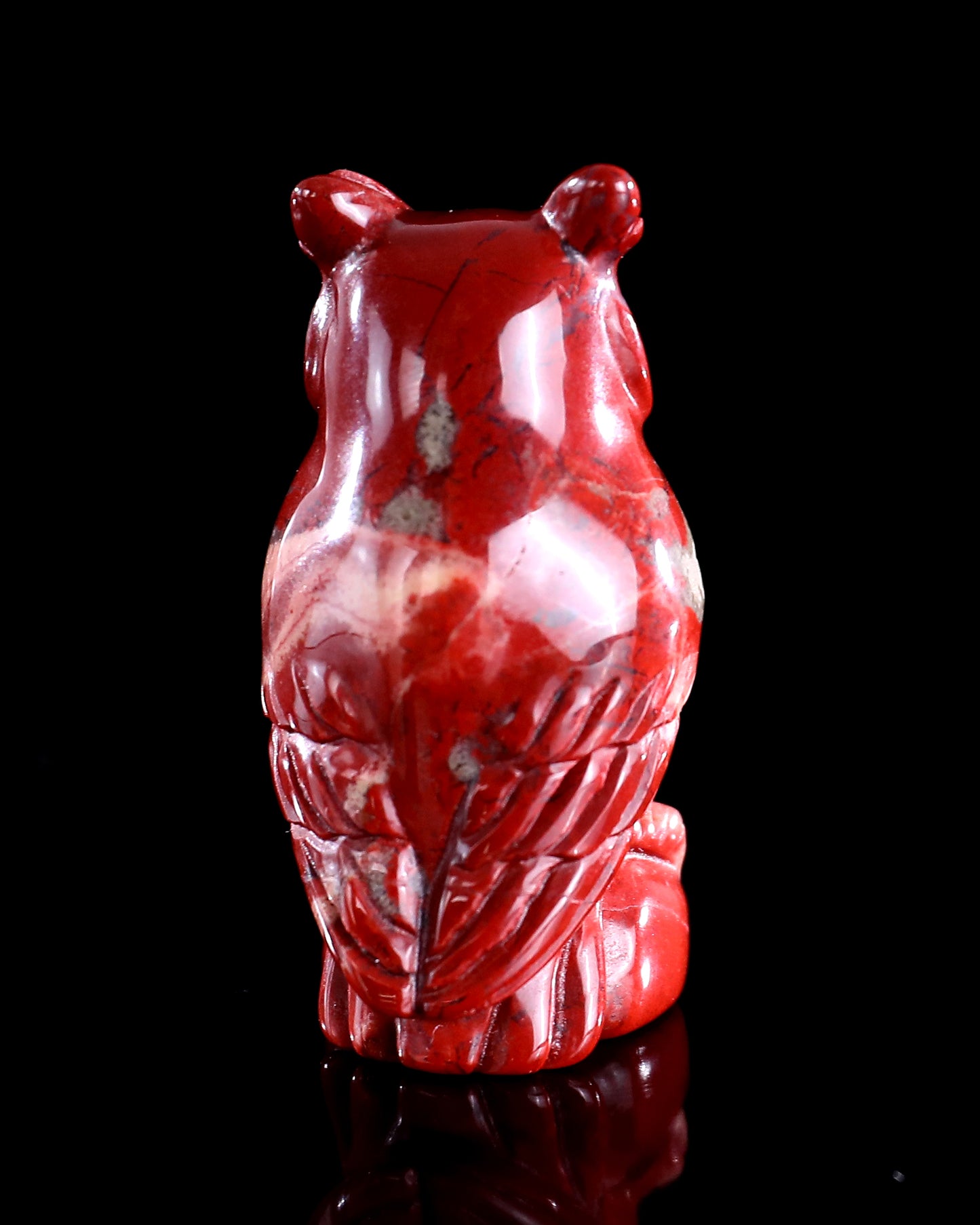 2.0" Red Jasper Hand Carved Crystal Owl Sculpture