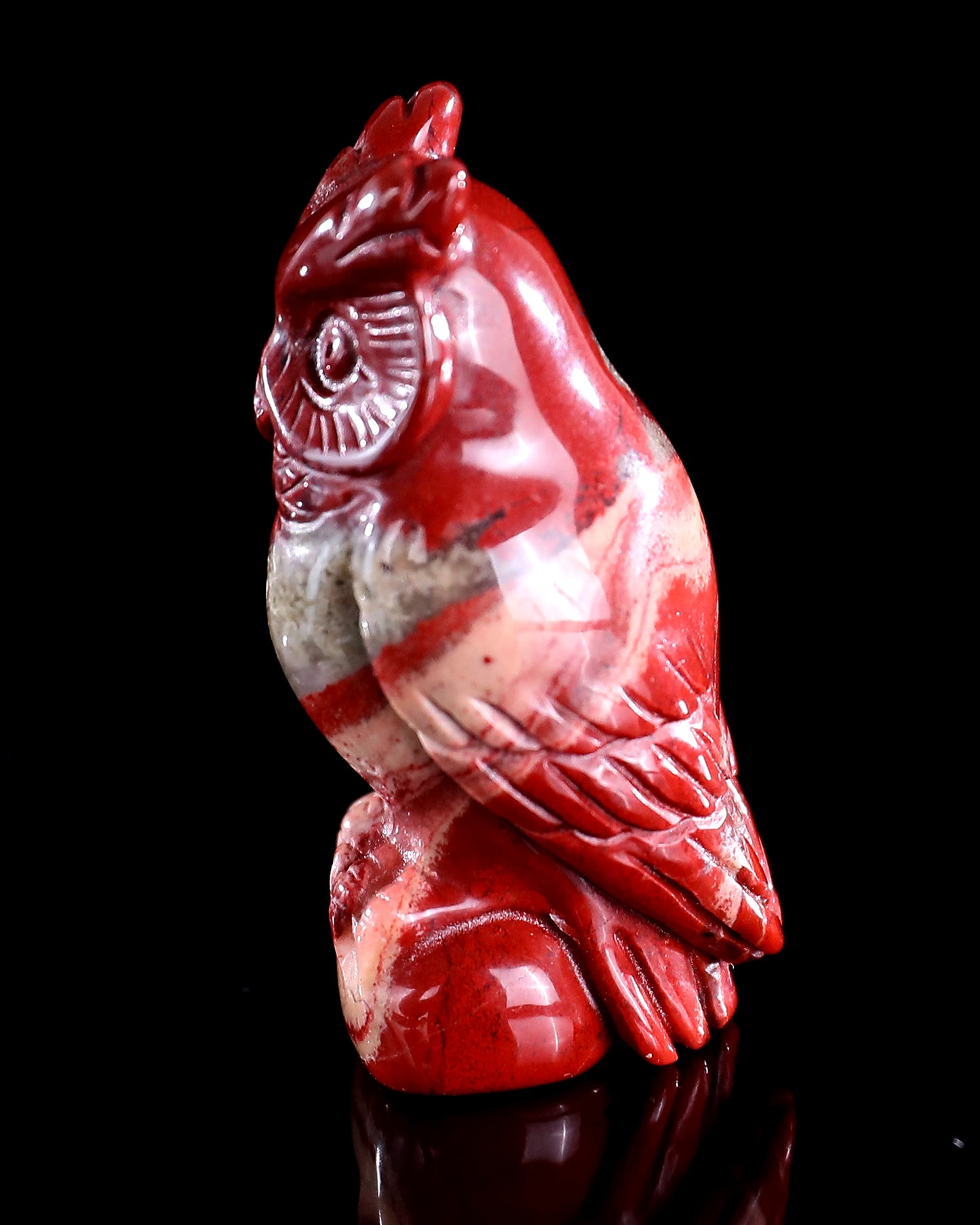 2.0" Red Jasper Hand Carved Crystal Owl Sculpture