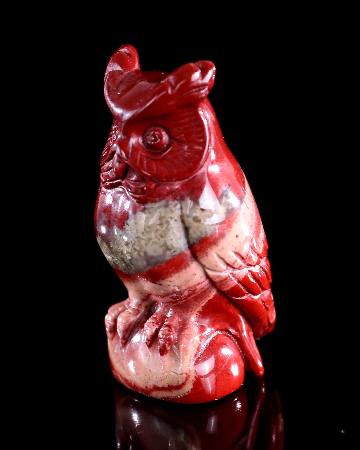 2.0" Red Jasper Hand Carved Crystal Owl Sculpture