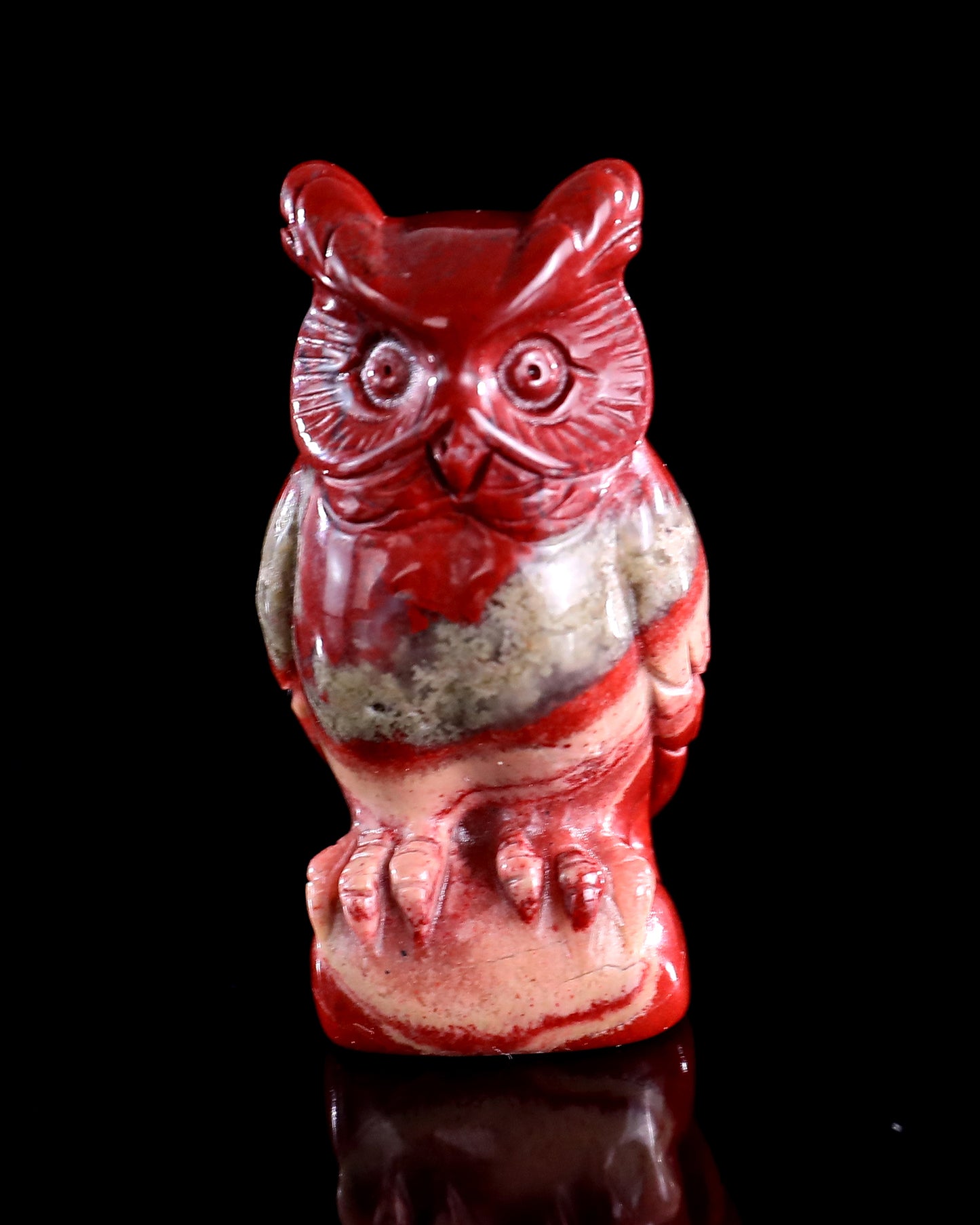 2.0" Red Jasper Hand Carved Crystal Owl Sculpture