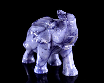 6" Blue Aventurine Hand Carved Crystal Elephant Sculpture