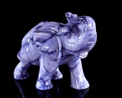 6" Blue Aventurine Hand Carved Crystal Elephant Sculpture