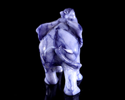 6" Blue Aventurine Hand Carved Crystal Elephant Sculpture