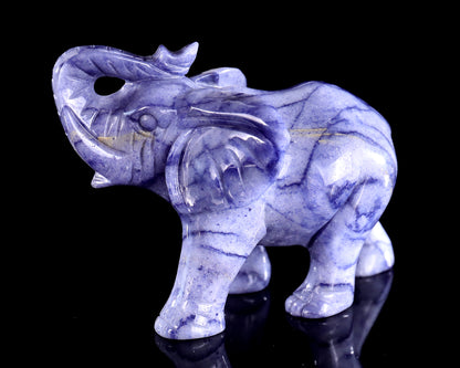 6" Blue Aventurine Hand Carved Crystal Elephant Sculpture