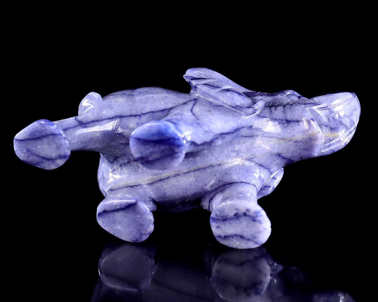 6" Blue Aventurine Hand Carved Crystal Elephant Sculpture