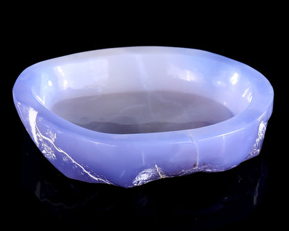 6.3" Blue Chalcedony Hand Carved Crystal Jewelry Tray Fruit Tray