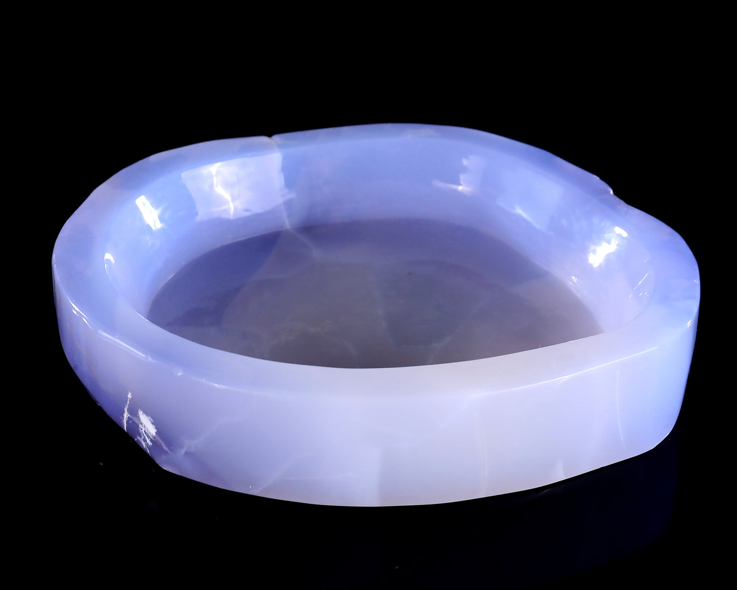 6.3" Blue Chalcedony Hand Carved Crystal Jewelry Tray Fruit Tray