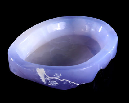 6.3" Blue Chalcedony Hand Carved Crystal Jewelry Tray Fruit Tray