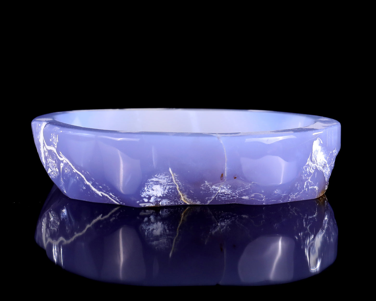 6.3" Blue Chalcedony Hand Carved Crystal Jewelry Tray Fruit Tray