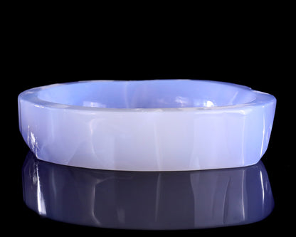 6.3" Blue Chalcedony Hand Carved Crystal Jewelry Tray Fruit Tray