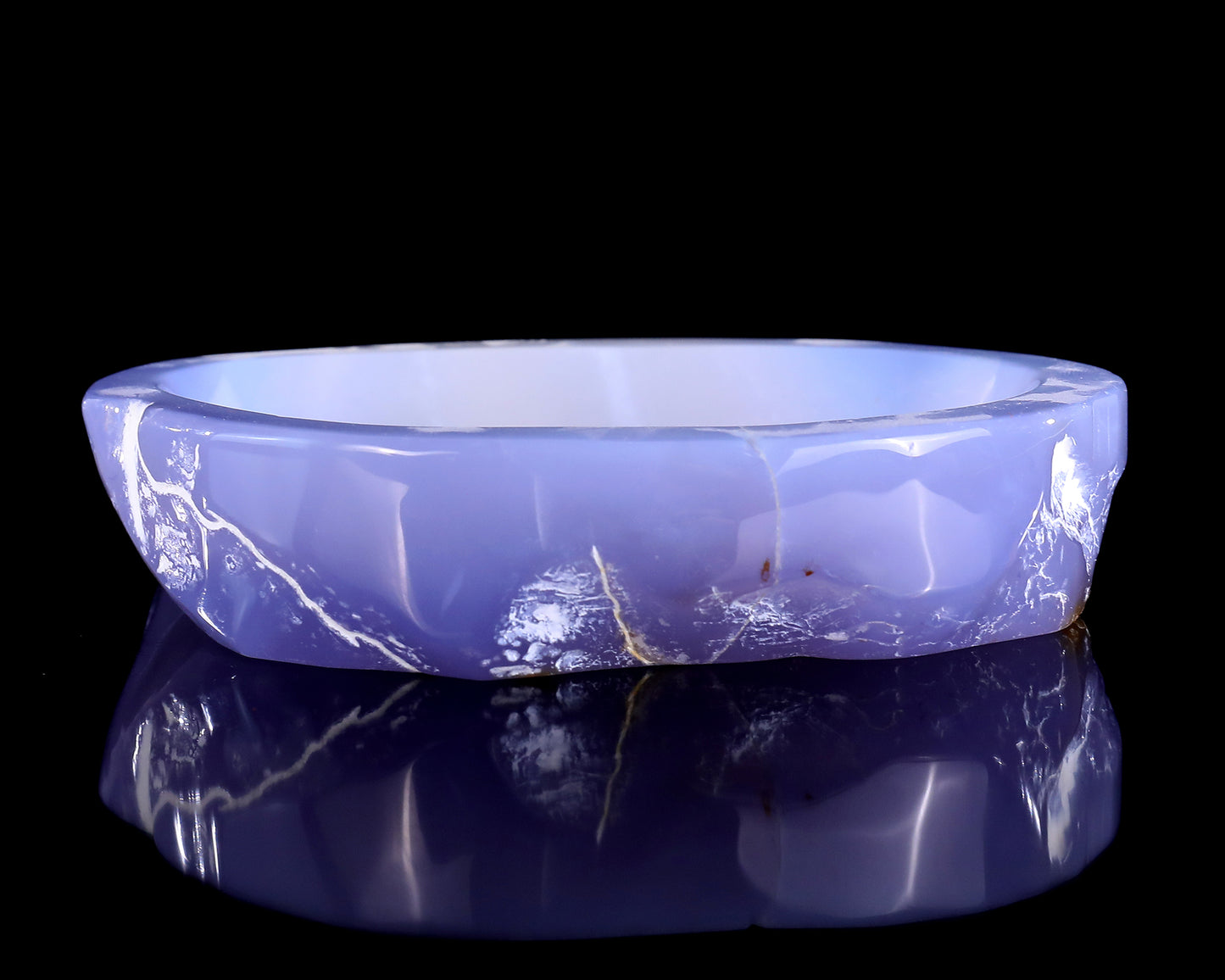 6.3" Blue Chalcedony Hand Carved Crystal Jewelry Tray Fruit Tray