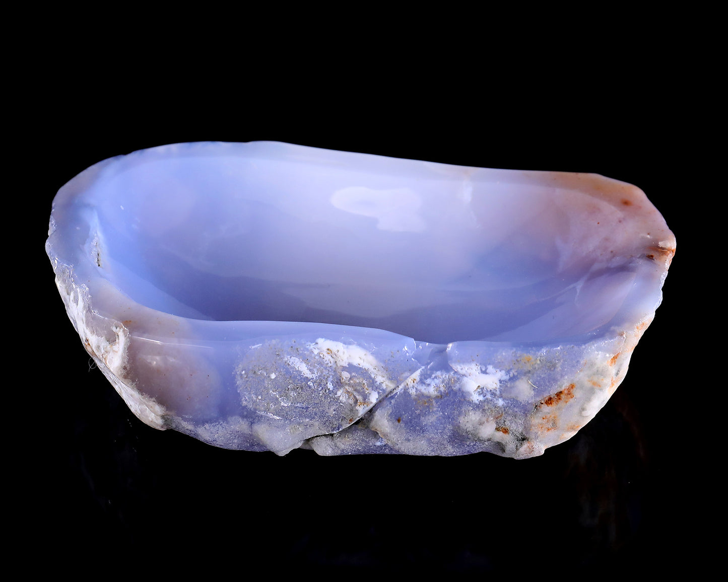 6.2" Blue Chalcedony Hand Carved Crystal Jewelry Tray Fruit Tray